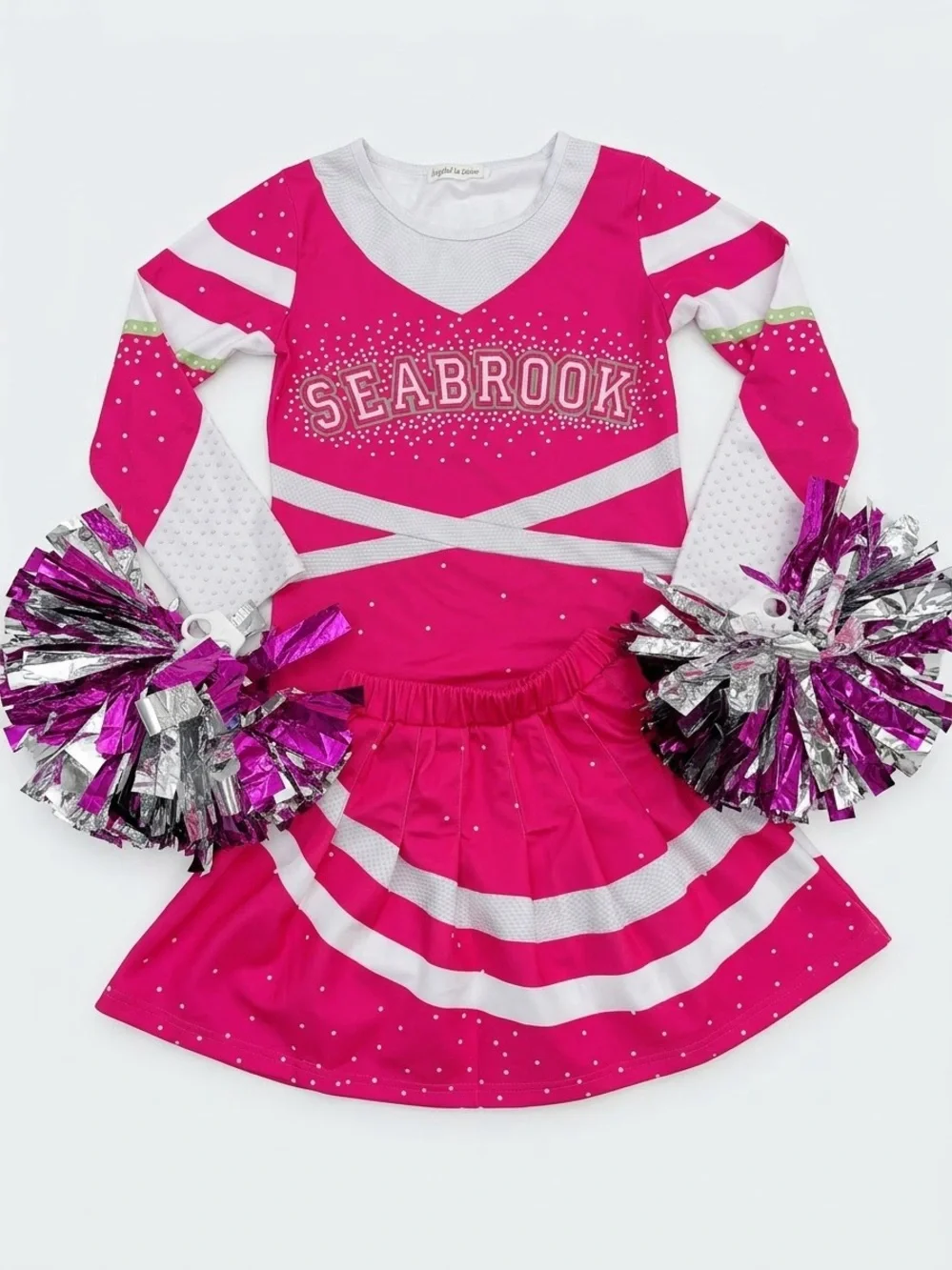 Disney Zombies Addison Seabrook Cheerleading costume and Pom Poms 10 Halloween